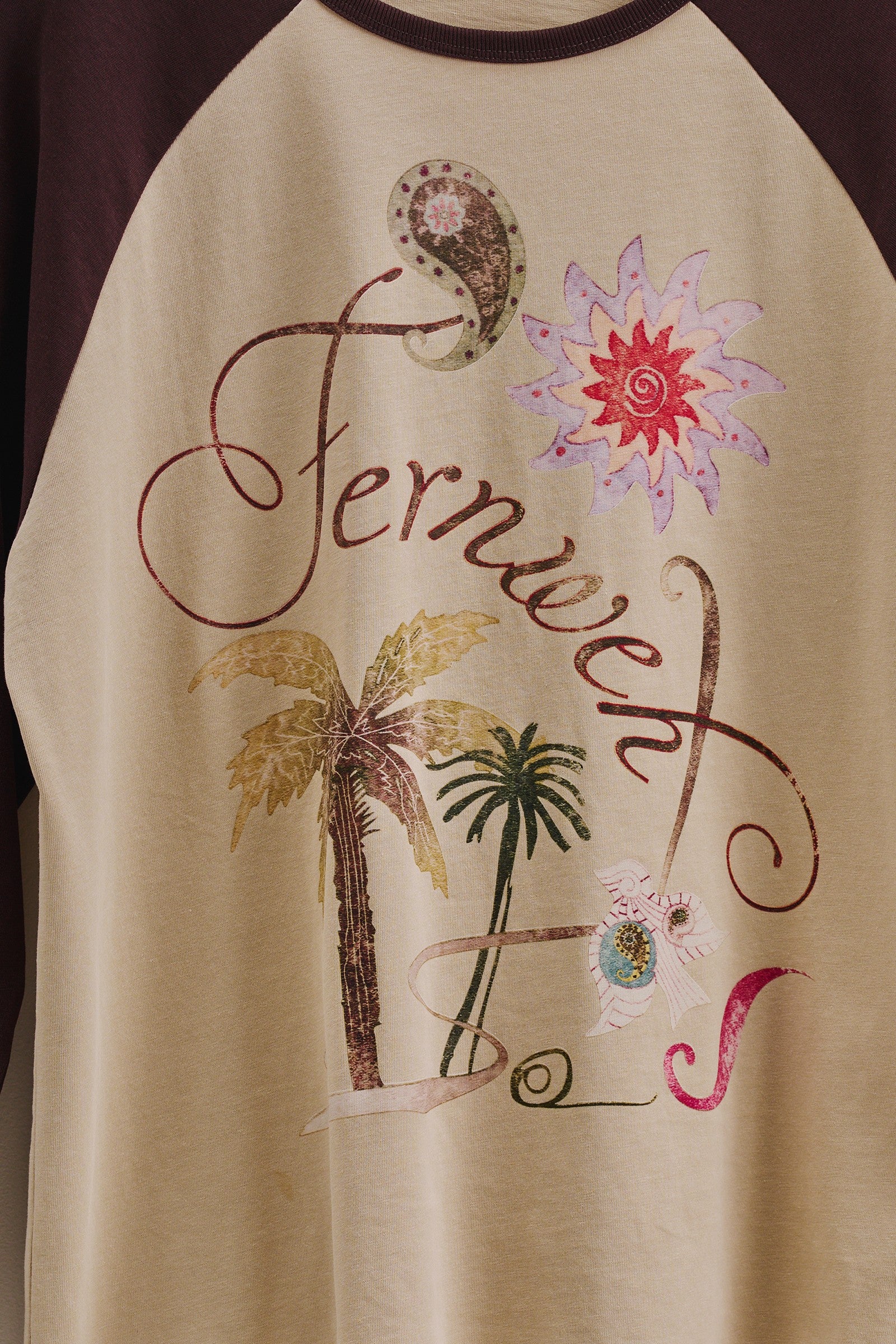 Retro Free Spirit Raglan Baseball Tee in Taupe Brown - Women's Tops | Urban Daizy