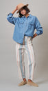 Oversized Denim Button-Down Shirt with Chest Pockets in Blue - Women's Shirts & Blouses | Urban Daizy
