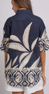 Navy Tropical Print Button-Down Resort Shirt in Navy - Women's Tops | Urban Daizy