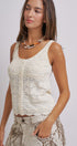 Pointelle Knit Button Front Tank Top With Scalloped Hem in Ivory - Women's Tops | Urban Daizy