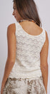 Pointelle Knit Button Front Tank Top With Scalloped Hem in Ivory - Women's Tops | Urban Daizy
