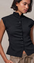 Ruched Button Front Mock Neck Knit Top in Black - Women's Sweaters | Urban Daizy