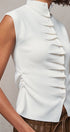 Ruched Button Front Mock Neck Knit Top in Ivory - Women's Sweaters | Urban Daizy