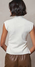 Ruched Button Front Mock Neck Knit Top in Ivory - Women's Sweaters | Urban Daizy