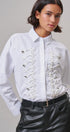 Braided Cord Embellished Button-Down Blouse in White - Women's Shirts & Blouses | Urban Daizy