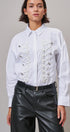 Braided Cord Embellished Button-Down Blouse in White - Women's Shirts & Blouses | Urban Daizy