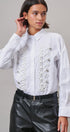 Braided Cord Embellished Button-Down Blouse in White - Women's Shirts & Blouses | Urban Daizy