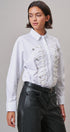 Braided Cord Embellished Button-Down Blouse in White - Women's Shirts & Blouses | Urban Daizy