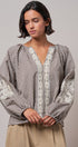 Plaid Lace Trim Peasant Blouse with Puff Sleeves in Brown - Women's Shirts & Blouses | Urban Daizy