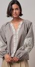Plaid Lace Trim Peasant Blouse with Puff Sleeves in Brown - Women's Shirts & Blouses | Urban Daizy