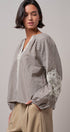 Plaid Lace Trim Peasant Blouse with Puff Sleeves in Brown - Women's Shirts & Blouses | Urban Daizy