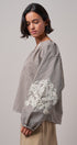 Plaid Lace Trim Peasant Blouse with Puff Sleeves in Brown - Women's Shirts & Blouses | Urban Daizy