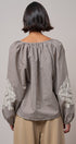 Plaid Lace Trim Peasant Blouse with Puff Sleeves in Brown - Women's Shirts & Blouses | Urban Daizy