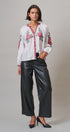 Cross-Stitch Rose Embroidered Peasant Blouse in Ivory - Women's Shirts & Blouses | Urban Daizy