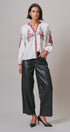 Cross-Stitch Rose Embroidered Peasant Blouse in Ivory - Women's Shirts & Blouses | Urban Daizy