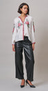 Cross-Stitch Rose Embroidered Peasant Blouse in Ivory - Women's Shirts & Blouses | Urban Daizy
