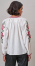 Cross-Stitch Rose Embroidered Peasant Blouse in Ivory - Women's Shirts & Blouses | Urban Daizy