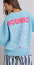 Iconic City Graphic Back Knit Sweater in Blue - Women's SWEATERS | Urban Daizy