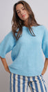 Iconic City Graphic Back Knit Sweater in Blue - Women's SWEATERS | Urban Daizy