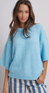 Iconic City Graphic Back Knit Sweater in Blue - Women's SWEATERS | Urban Daizy