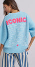 Iconic City Graphic Back Knit Sweater in Blue - Women's SWEATERS | Urban Daizy