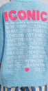 Iconic City Graphic Back Knit Sweater in Blue - Women's SWEATERS | Urban Daizy