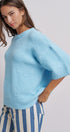 Iconic City Graphic Back Knit Sweater in Blue - Women's SWEATERS | Urban Daizy