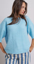 Iconic City Graphic Back Knit Sweater in Blue - Women's SWEATERS | Urban Daizy