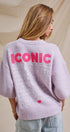 Iconic City Graphic Back Knit Sweater in Light Purple - Women's SWEATERS | Urban Daizy