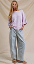 Iconic City Graphic Back Knit Sweater in Light Purple - Women's SWEATERS | Urban Daizy