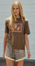 Western Horse Graphic Cotton Tee in Brown in Brown - Women's Fashion | Urban Daizy