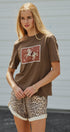 Western Horse Graphic Cotton Tee in Brown in Brown - Women's Fashion | Urban Daizy