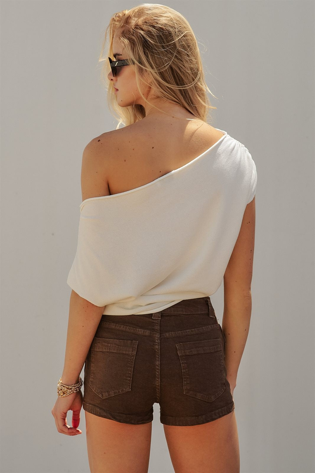 Convertible Boat Neck Sweater Knit Crop Top in Ivory - Women's Fashion | Urban Daizy