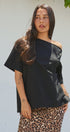 Asymmetrical Off-Shoulder Boxy Cotton Tee in Black - Women's Fashion | Urban Daizy