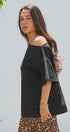 Asymmetrical Off-Shoulder Boxy Cotton Tee in Black - Women's Fashion | Urban Daizy