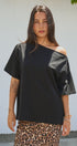Asymmetrical Off-Shoulder Boxy Cotton Tee in Black - Women's Fashion | Urban Daizy