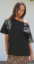 Asymmetrical Off-Shoulder Boxy Cotton Tee in Black - Women's Fashion | Urban Daizy