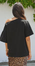 Asymmetrical Off-Shoulder Boxy Cotton Tee in Black - Women's Fashion | Urban Daizy