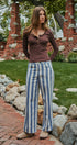 Ribbed Henley Top with Crochet Trim Neckline in Brown - Women's T-Shirts & Polos | Urban Daizy