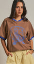La Sirena Mermaid Graphic Ringer Tee in Brown - Women's Fashion | Urban Daizy