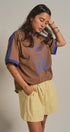 La Sirena Mermaid Graphic Ringer Tee in Brown - Women's Fashion | Urban Daizy