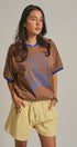 La Sirena Mermaid Graphic Ringer Tee in Brown - Women's Fashion | Urban Daizy