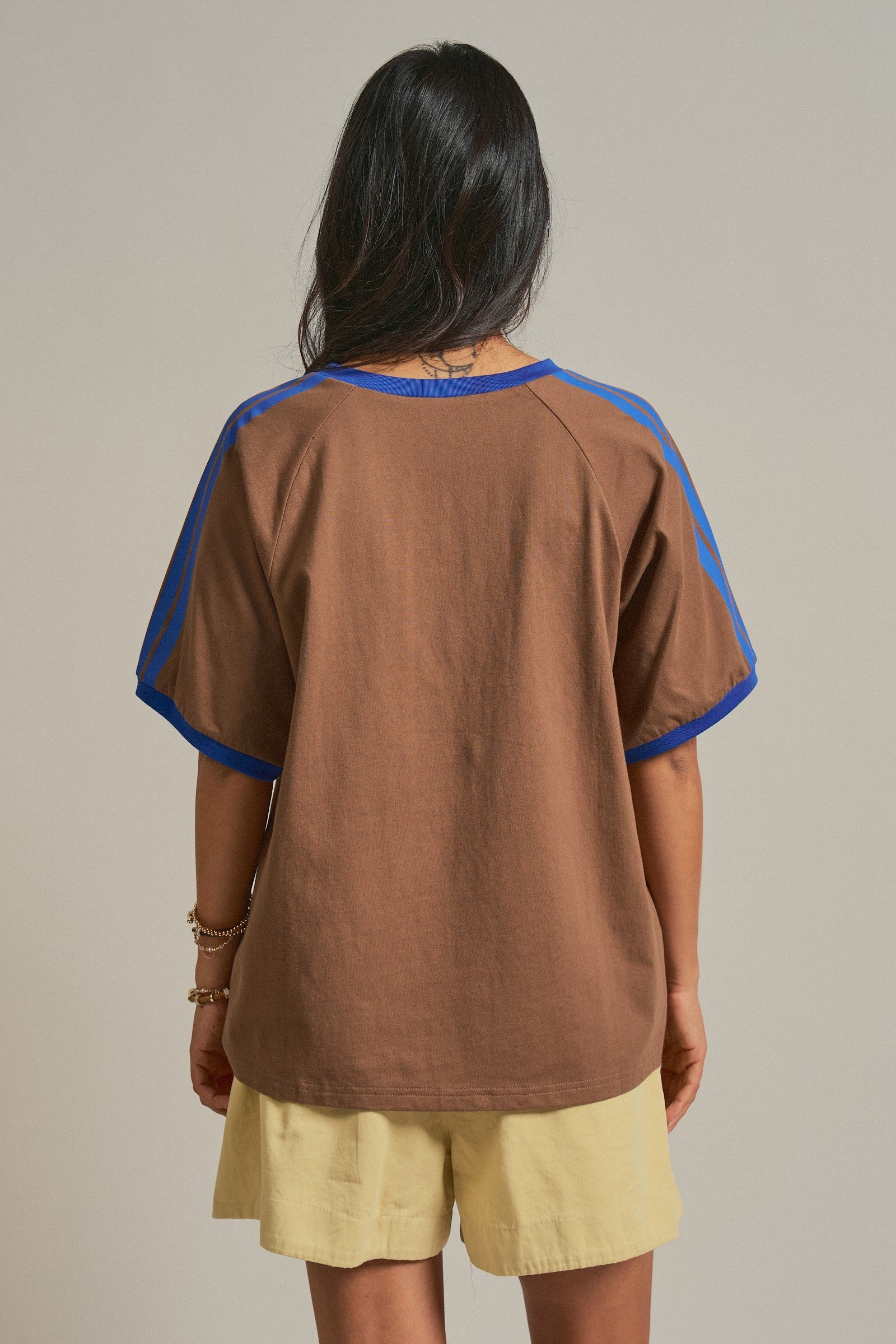 La Sirena Mermaid Graphic Ringer Tee in Brown - Women's Fashion | Urban Daizy