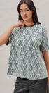 Floral Lace Overlay Boxy Tee with Mesh Neckline in Black - Women's Fashion | Urban Daizy