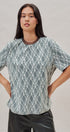 Floral Lace Overlay Boxy Tee with Mesh Neckline in Black - Women's Fashion | Urban Daizy