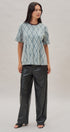 Floral Lace Overlay Boxy Tee with Mesh Neckline in Black - Women's Fashion | Urban Daizy