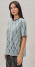 Floral Lace Overlay Boxy Tee with Mesh Neckline in Black - Women's Fashion | Urban Daizy