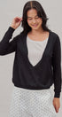Fine Knit Plunge V Neck Long Sleeve Top in Black - Women's T-Shirts & Polos | Urban Daizy