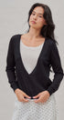 Fine Knit Plunge V Neck Long Sleeve Top in Black - Women's T-Shirts & Polos | Urban Daizy