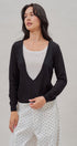 Fine Knit Plunge V Neck Long Sleeve Top in Black - Women's T-Shirts & Polos | Urban Daizy